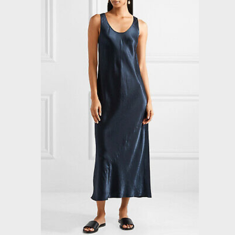 LIKE new Vince satin maxi dress navy